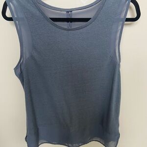 Gap Women's Gray Sleeveless Top sheer accents back has slit! Size medium